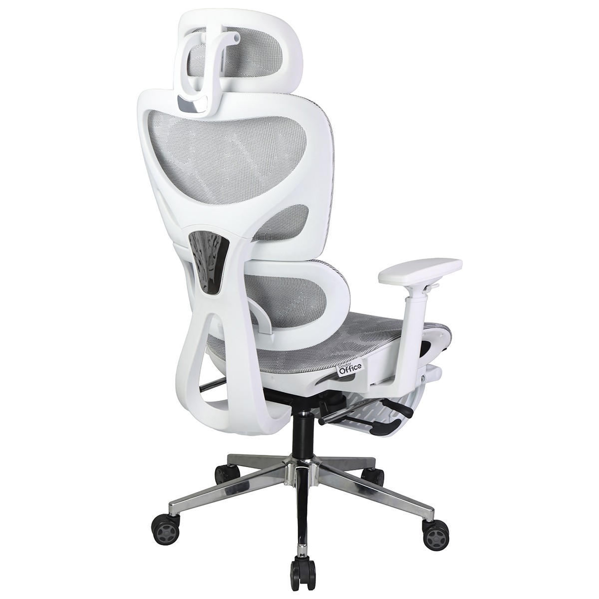 Cadeira de Escritório Dr. Office Master, Mesh, Ajustável, 3D, Cinza e Branca, DR-CH-MTR3DGWF
