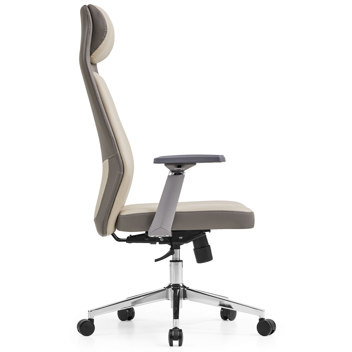 Cadeira de Escritório Dr. Office Neo, Ajustável, 3D, Reclinável, Bege e Cinza, DR-CH-NER3DGBL