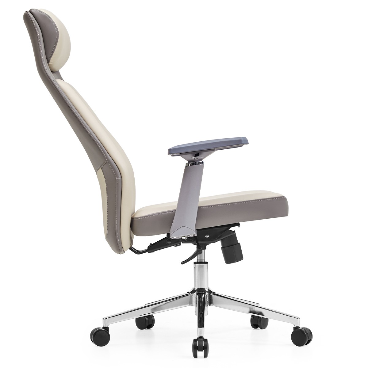 Cadeira de Escritório Dr. Office Neo, Ajustável, 3D, Reclinável, Bege e Cinza, DR-CH-NER3DGBL