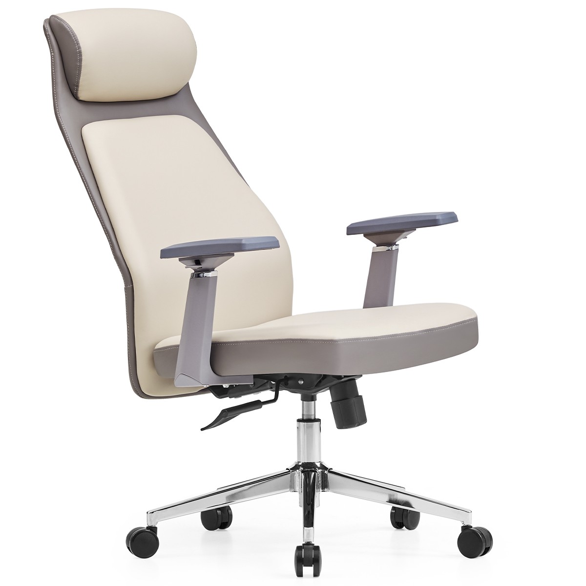 Cadeira de Escritório Dr. Office Neo, Ajustável, 3D, Reclinável, Bege e Cinza, DR-CH-NER3DGBL