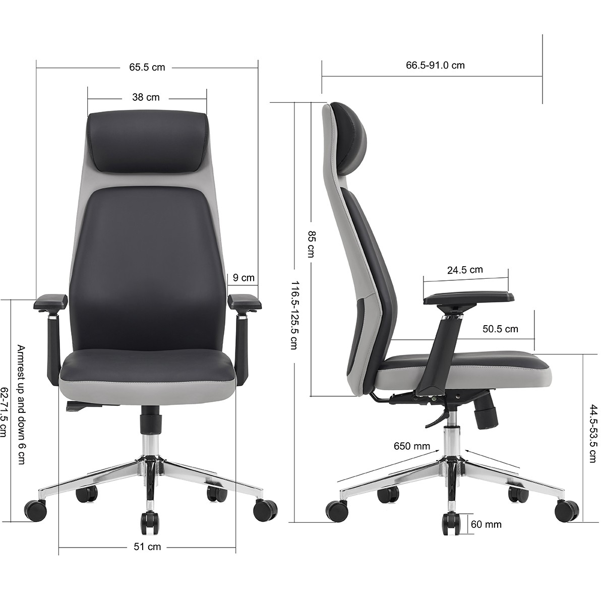 Cadeira de Escritório Dr. Office Neo, Ajustável, 3D, Reclinável, Preto e Cinza, DR-CH-NER3DBGL