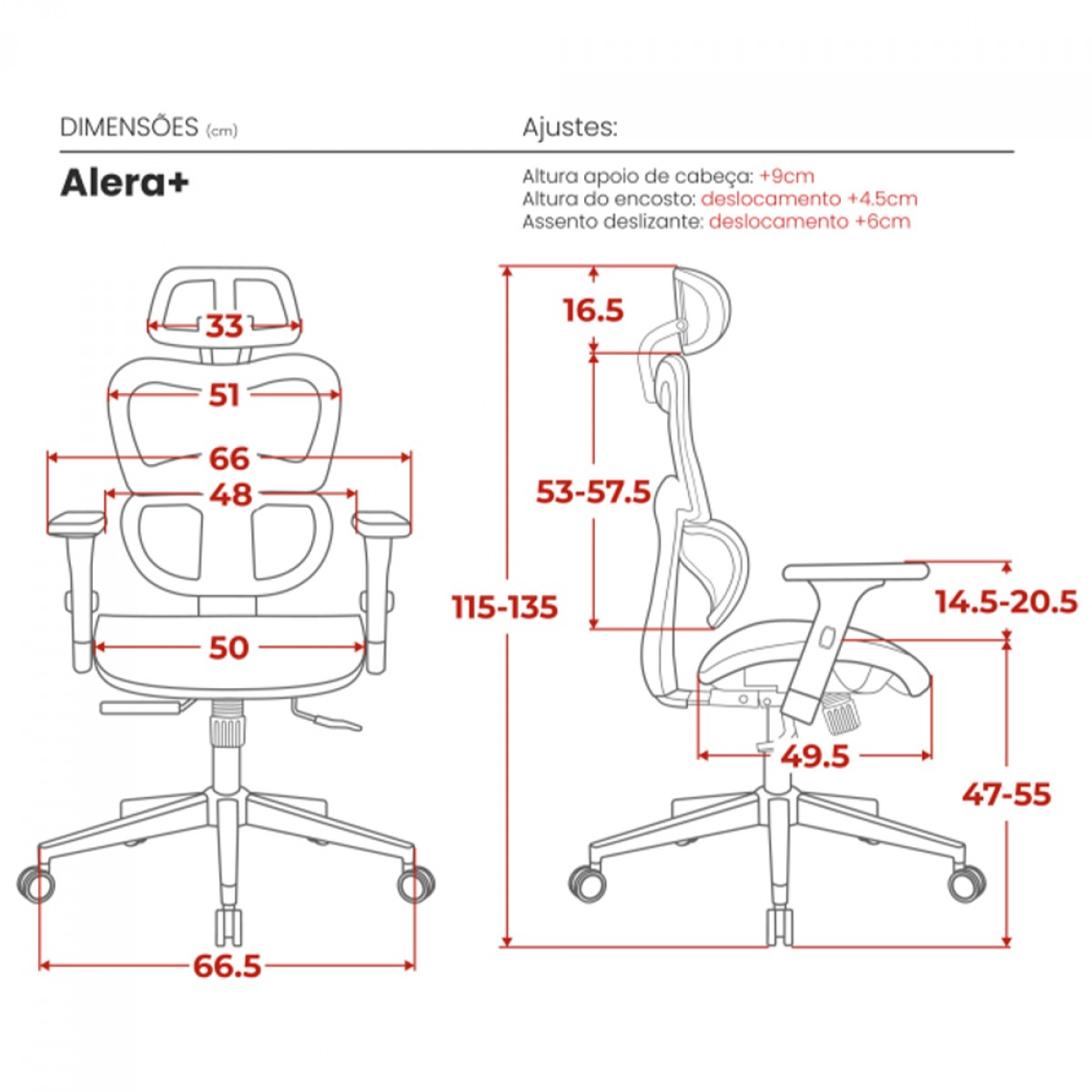 Cadeira De Escritório DT3 Alera+, Ajustável, Ergonômica, 3D, Mesh, Cinza e Preto, 13943-0