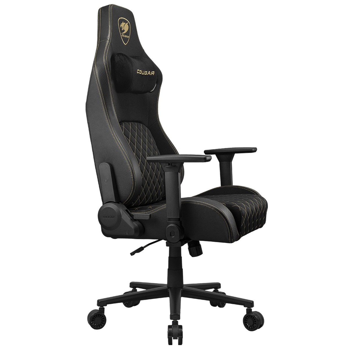 Cadeira Gamer Cougar Defensor Gold F, Reclinável, 4D, Tecido, Preto, 3MDFFGLB.0001