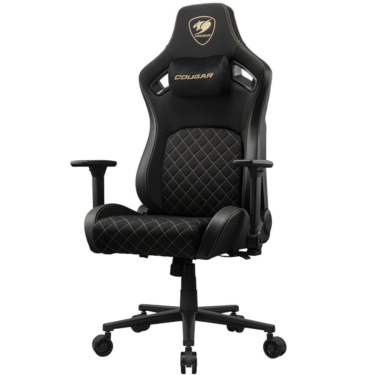 Cadeira Gamer Cougar Defensor Gold F, Reclinável, 4D, Tecido, Preto, 3MDFFGLB.0001