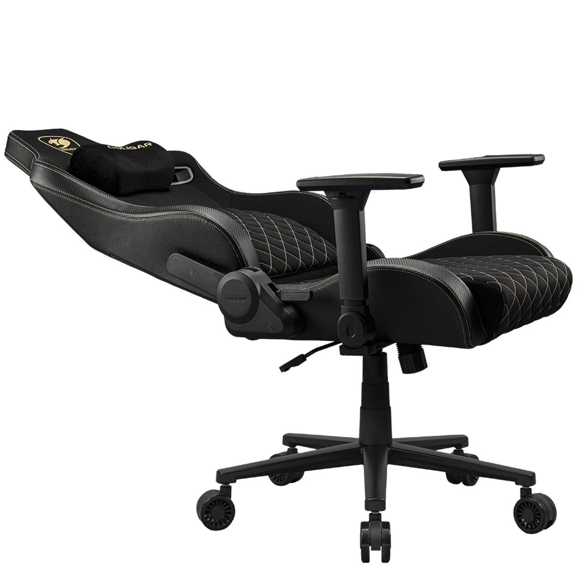 Cadeira Gamer Cougar Defensor Gold F, Reclinável, 4D, Tecido, Preto, 3MDFFGLB.0001