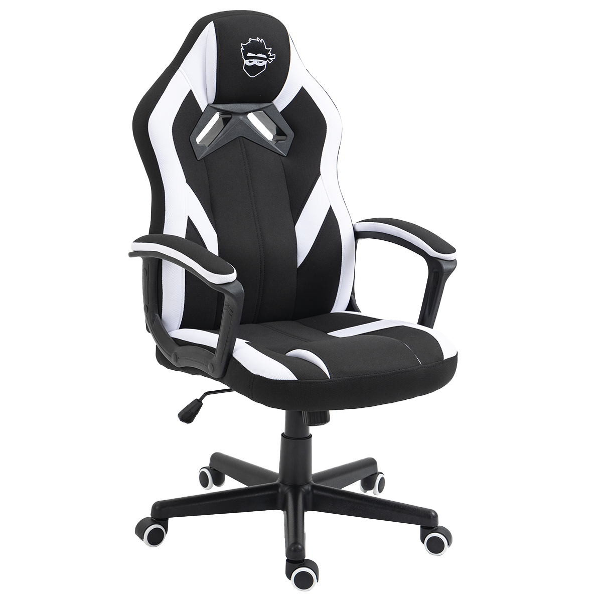 Cadeira Gamer Ninja Genin, Tecido, Preta e Branca