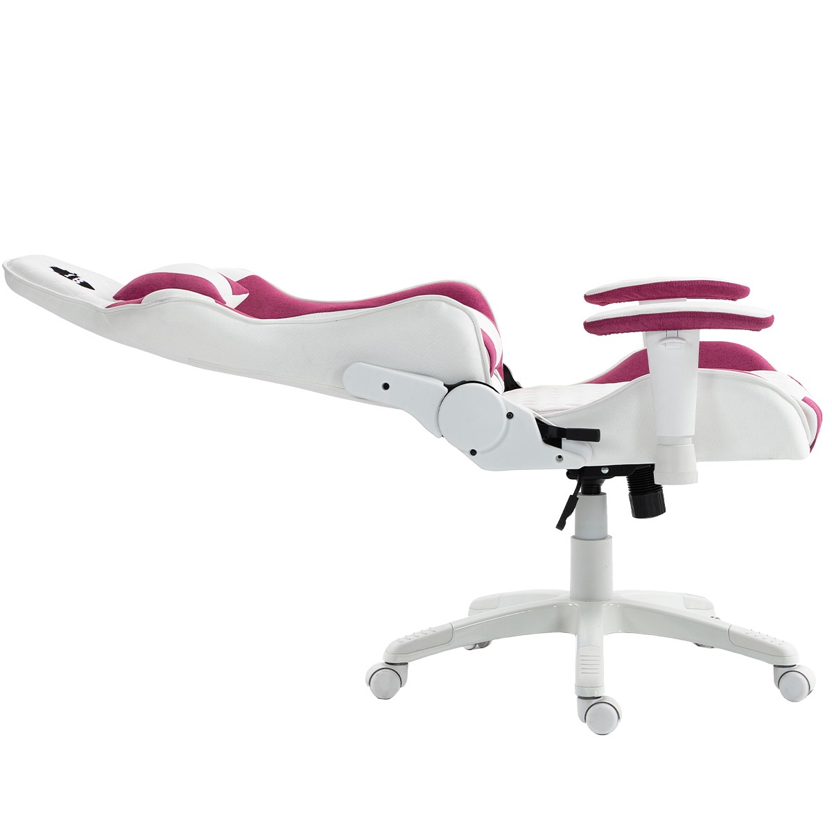 Cadeira Gamer Ninja Kitsune, Reclinável, 2D, Tecido, Branco e Rosa, GN-CH-KTR2DWPF