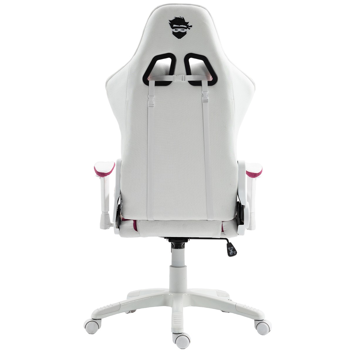 Cadeira Gamer Ninja Kitsune, Reclinável, 2D, Tecido, Branco e Rosa, GN-CH-KTR2DWPF