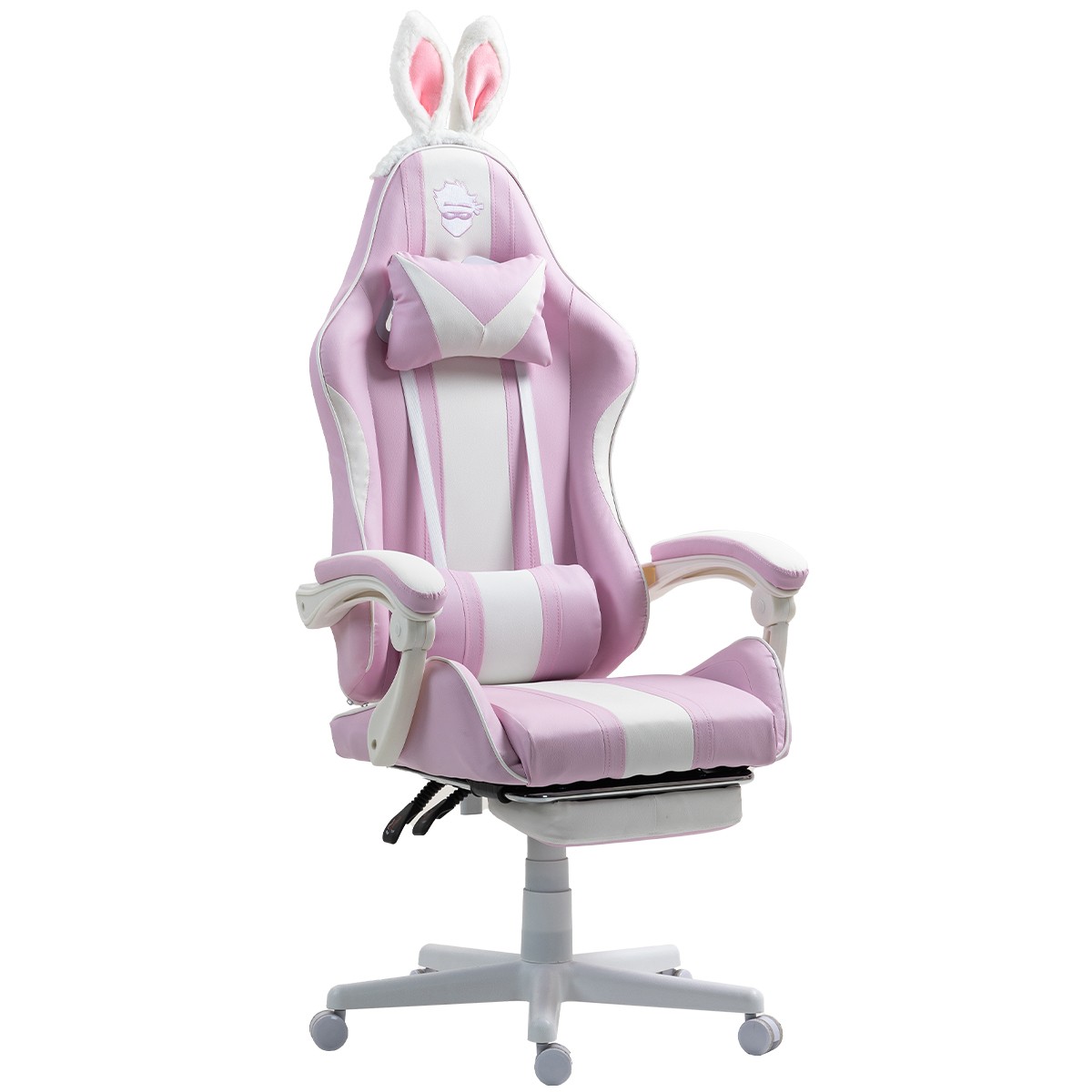 Cadeira Gamer Ninja Lola, Massageadora, Reclinável, Rosa e Branco, GN-CH-LLR0DWPL
