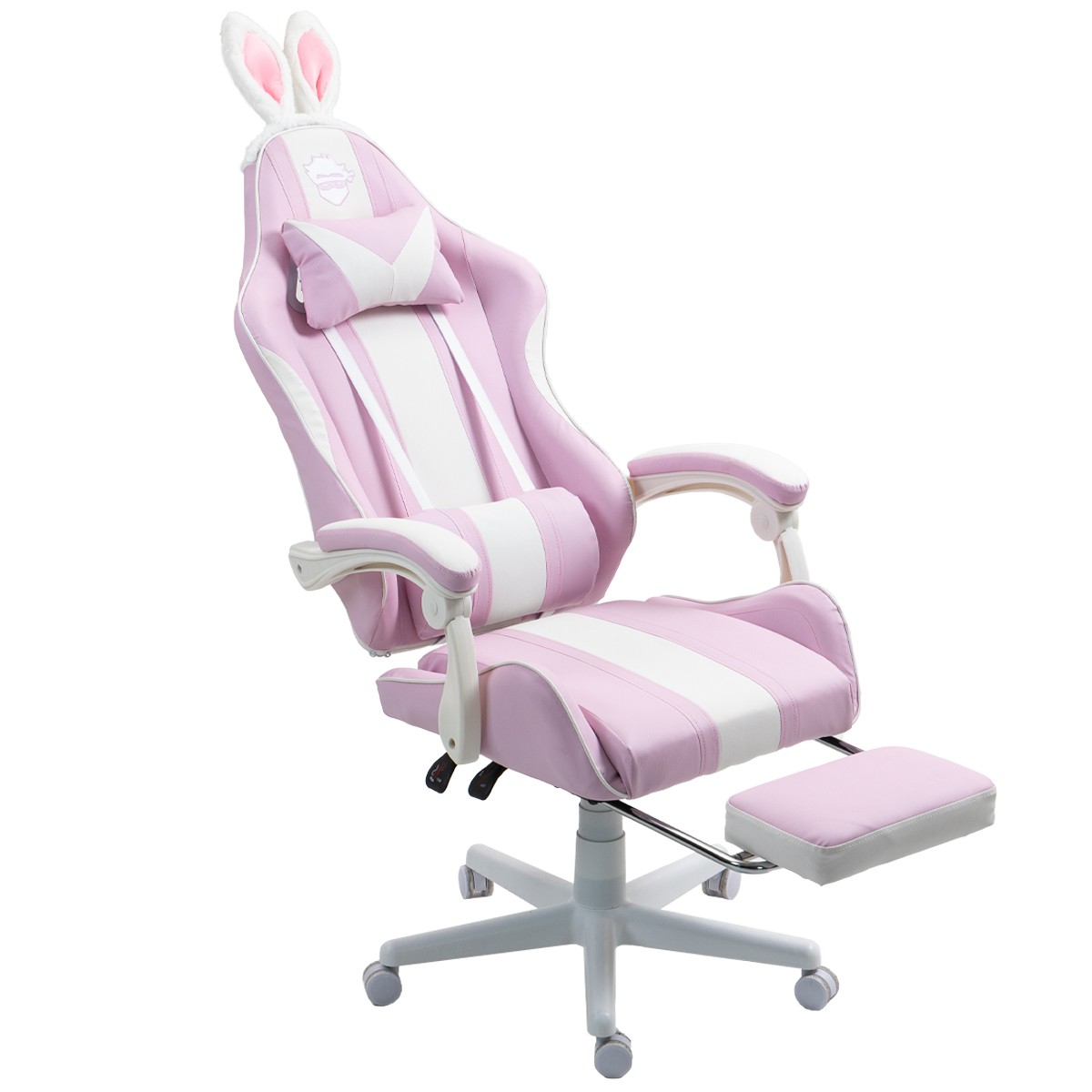 Cadeira Gamer Ninja Lola, Massageadora, Reclinável, Rosa e Branco, GN-CH-LLR0DWPL