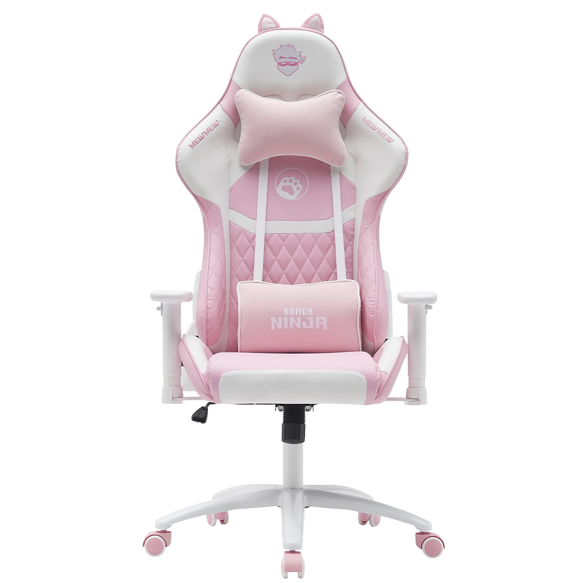 Cadeira Gamer Ninja MewMew Edition, Reclinável, 3D, Rosa E Branco, GN-CH-MMR3DPW