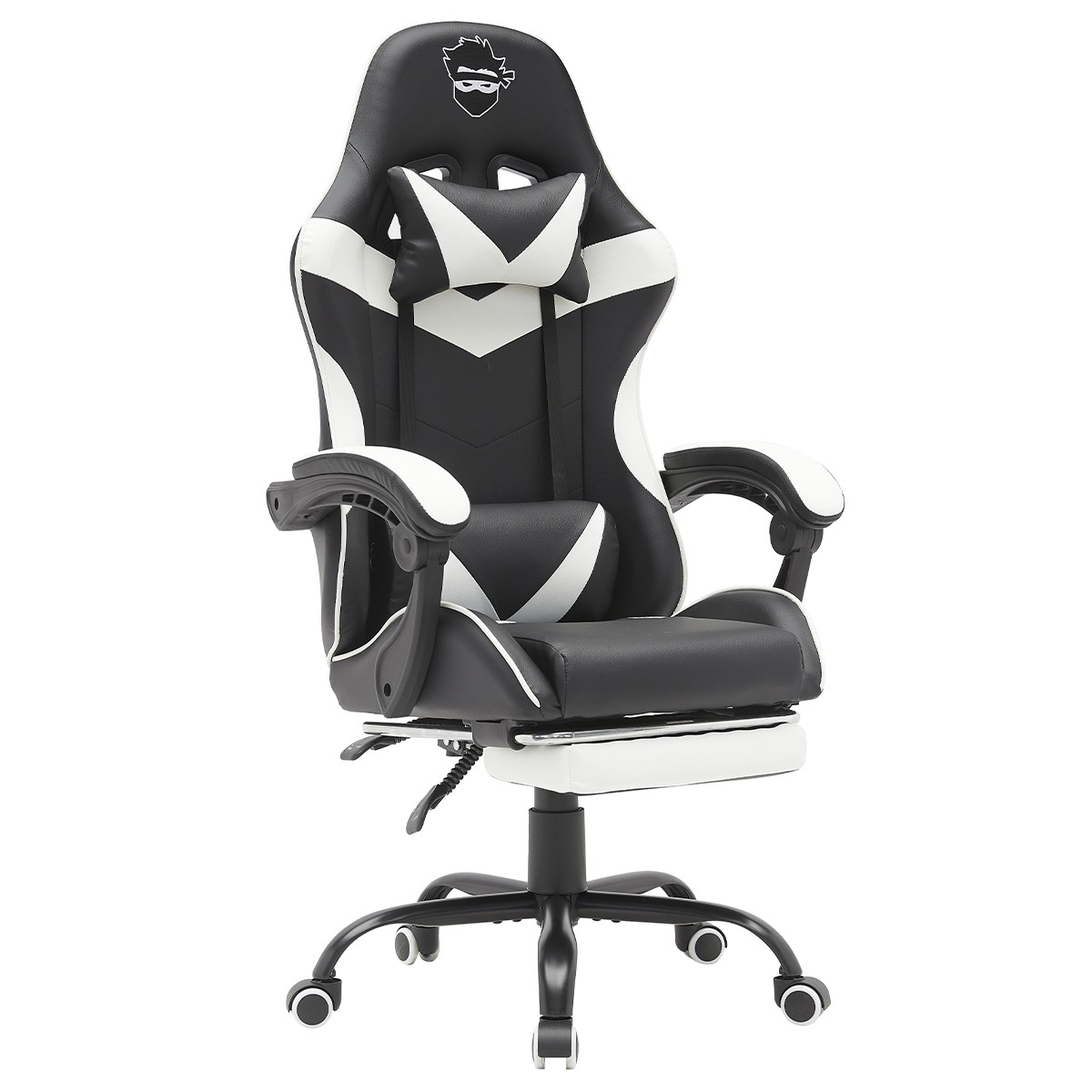 Cadeira Gamer Ninja Minato, Reclinável, Preta e Branca