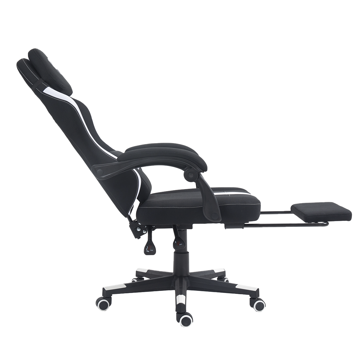 Cadeira Gamer Ninja Mizu, Reclinável, com massageador de lombar, Preta e Branca