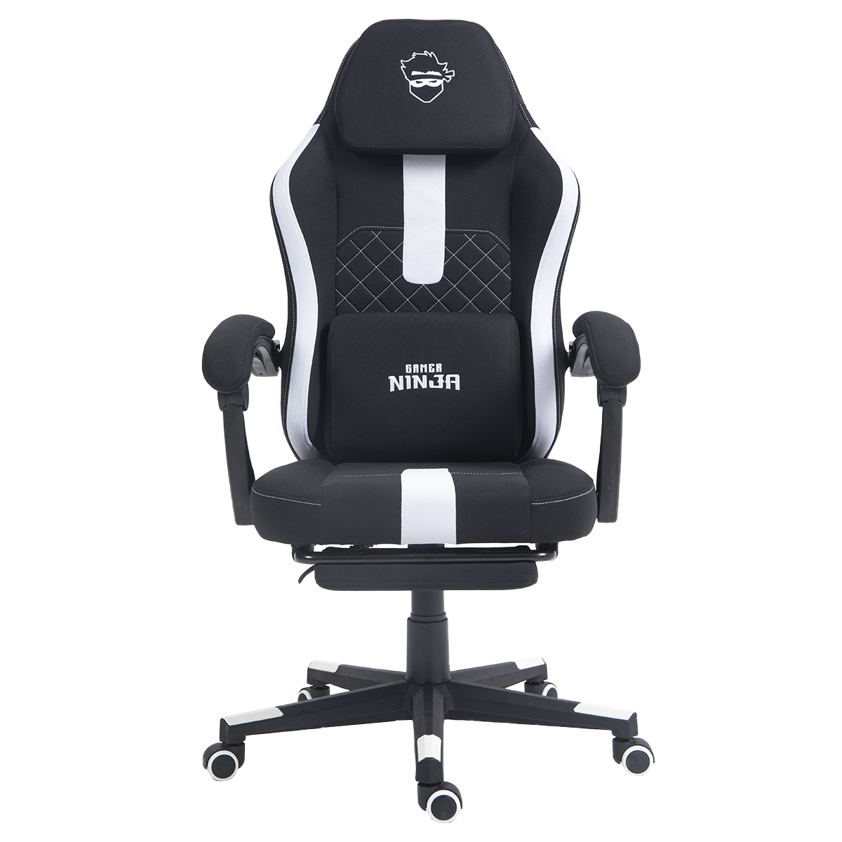 Cadeira Gamer Ninja Mizu, Reclinável, com massageador de lombar, Preta e Branca