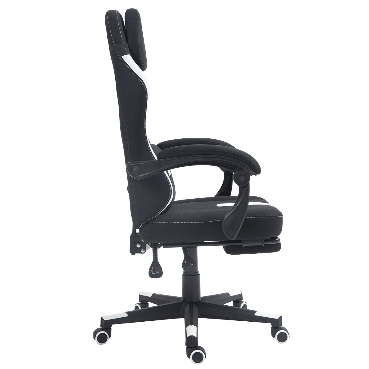 Cadeira Gamer Ninja Mizu, Reclinável, com massageador de lombar, Preta e Branca