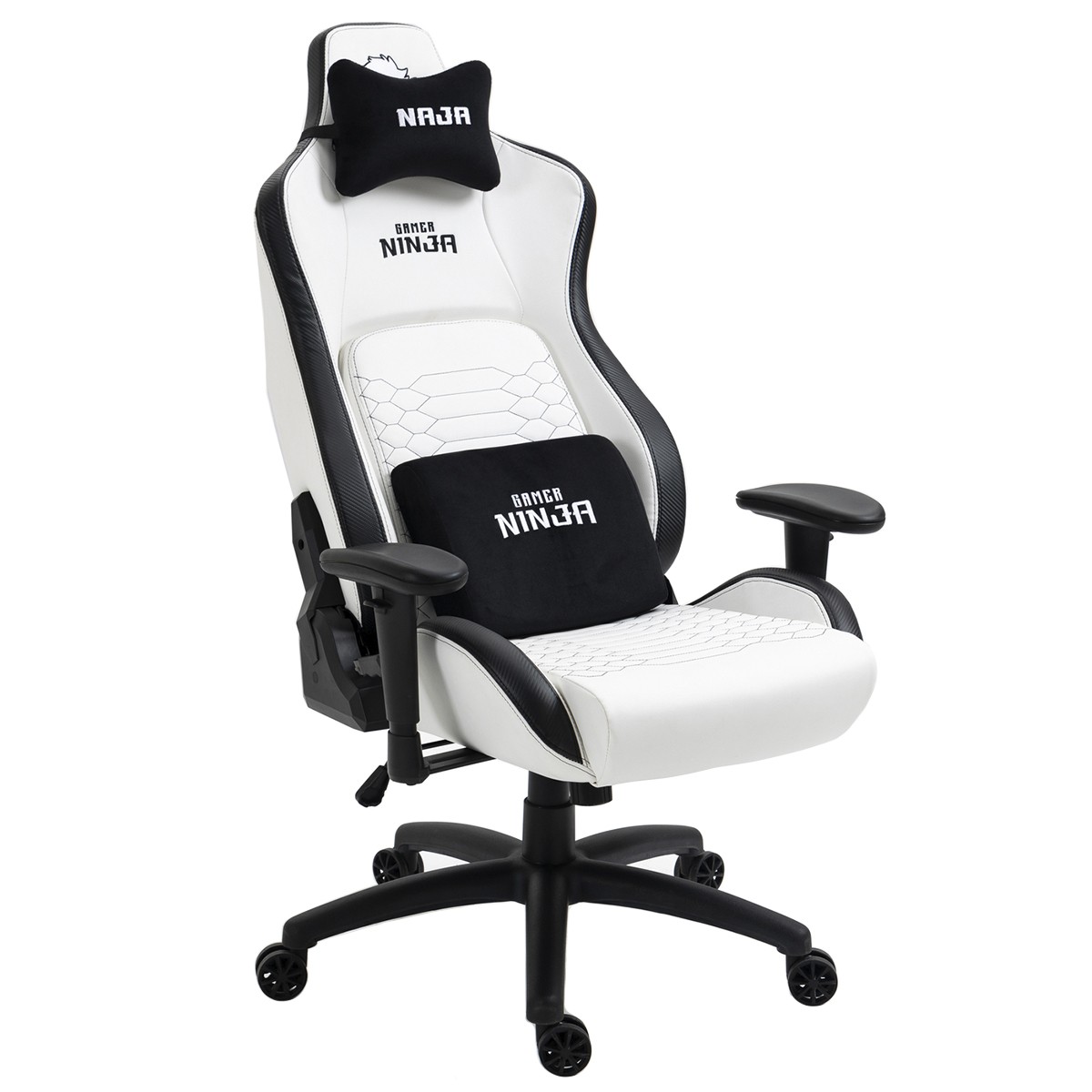 Cadeira Gamer Ninja Naja, Reclinável, Branco e Preto
