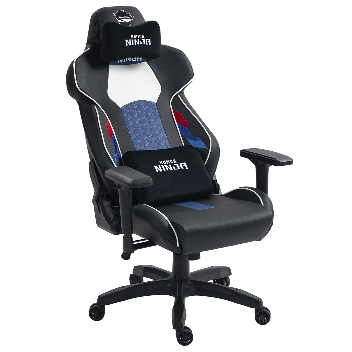Cadeira Gamer Ninja Racing, Reclinável, 4D, Preto, Azul e Branco, CGN-RACING