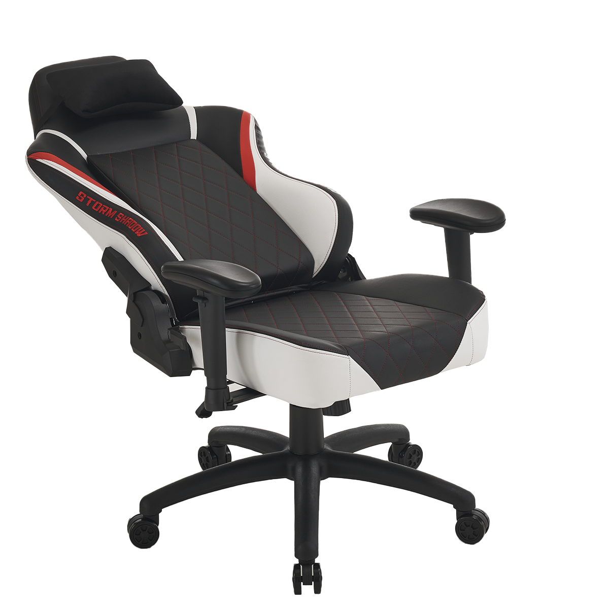 Cadeira Gamer Ninja Storm Shadow, Reclinável, Preta, Branca e Vermelha