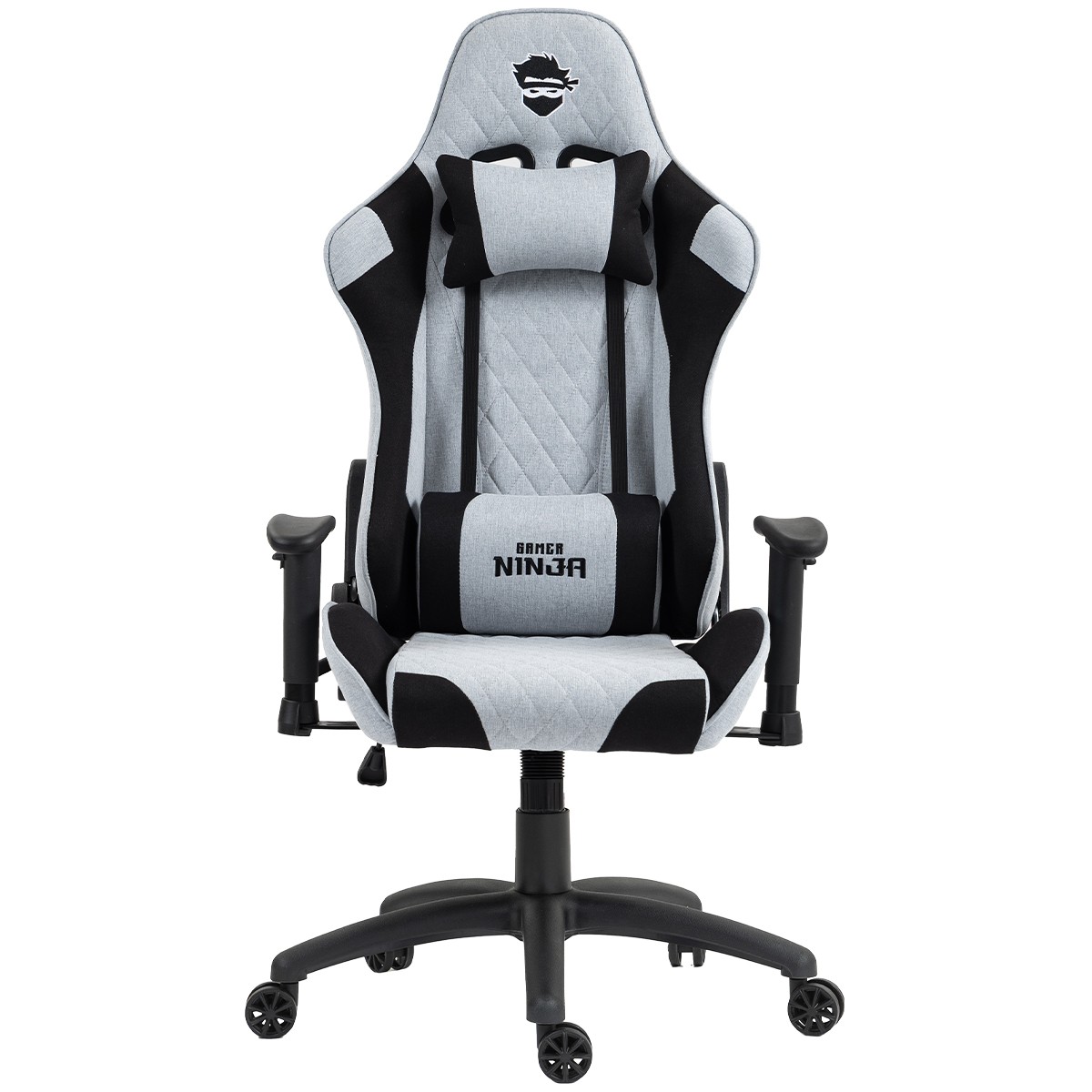 Cadeira Gamer Ninja Yurei, Reclinável, 2D, Tecido, Cinza e Preta, GN-CH-YRR2DGBF