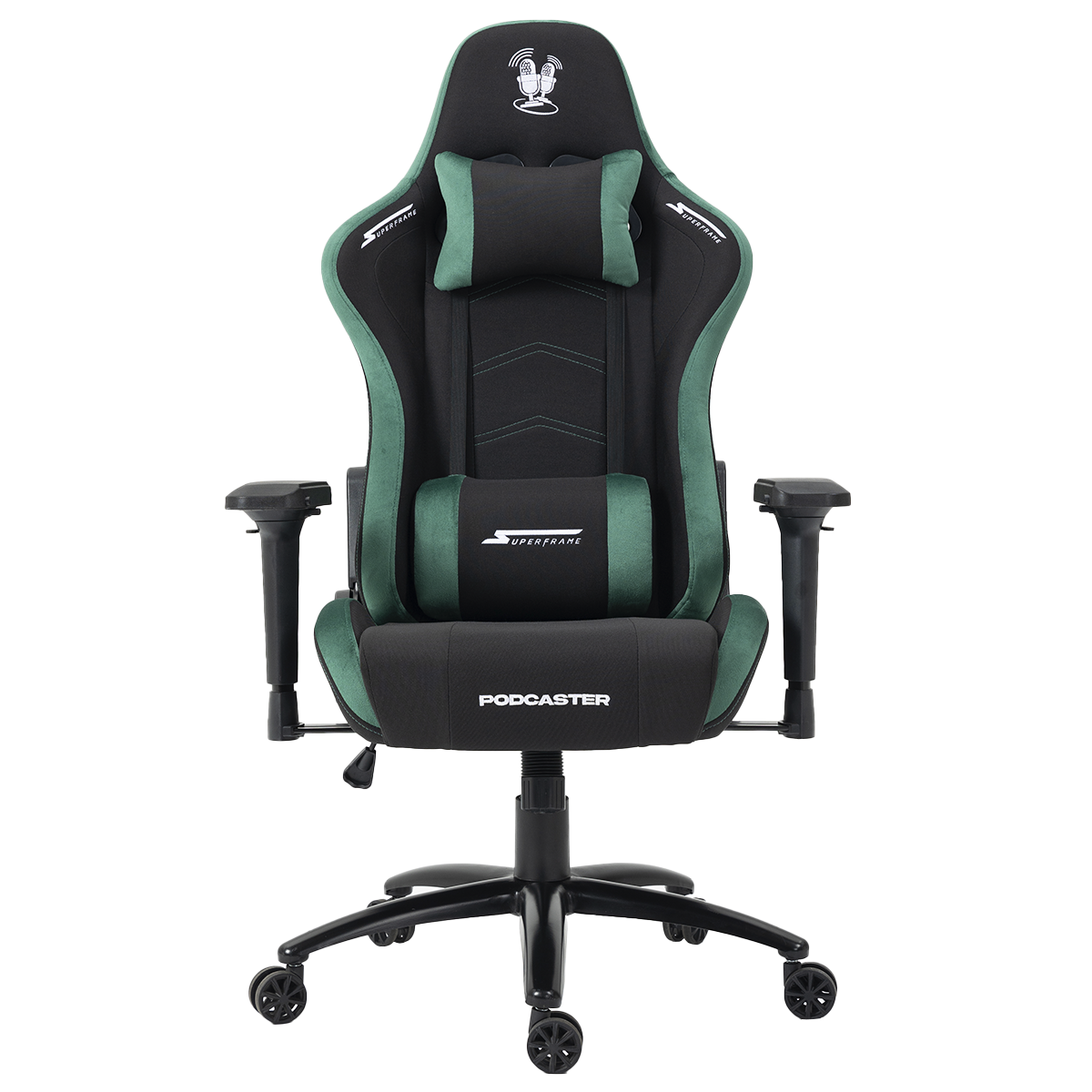 Cadeira Gamer Podcaster, Reclinável, 4D, Preta e Verde