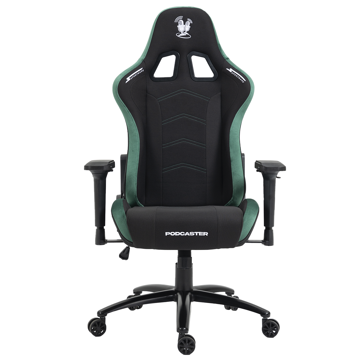 Cadeira Gamer Podcaster, Reclinável, 4D, Preta e Verde