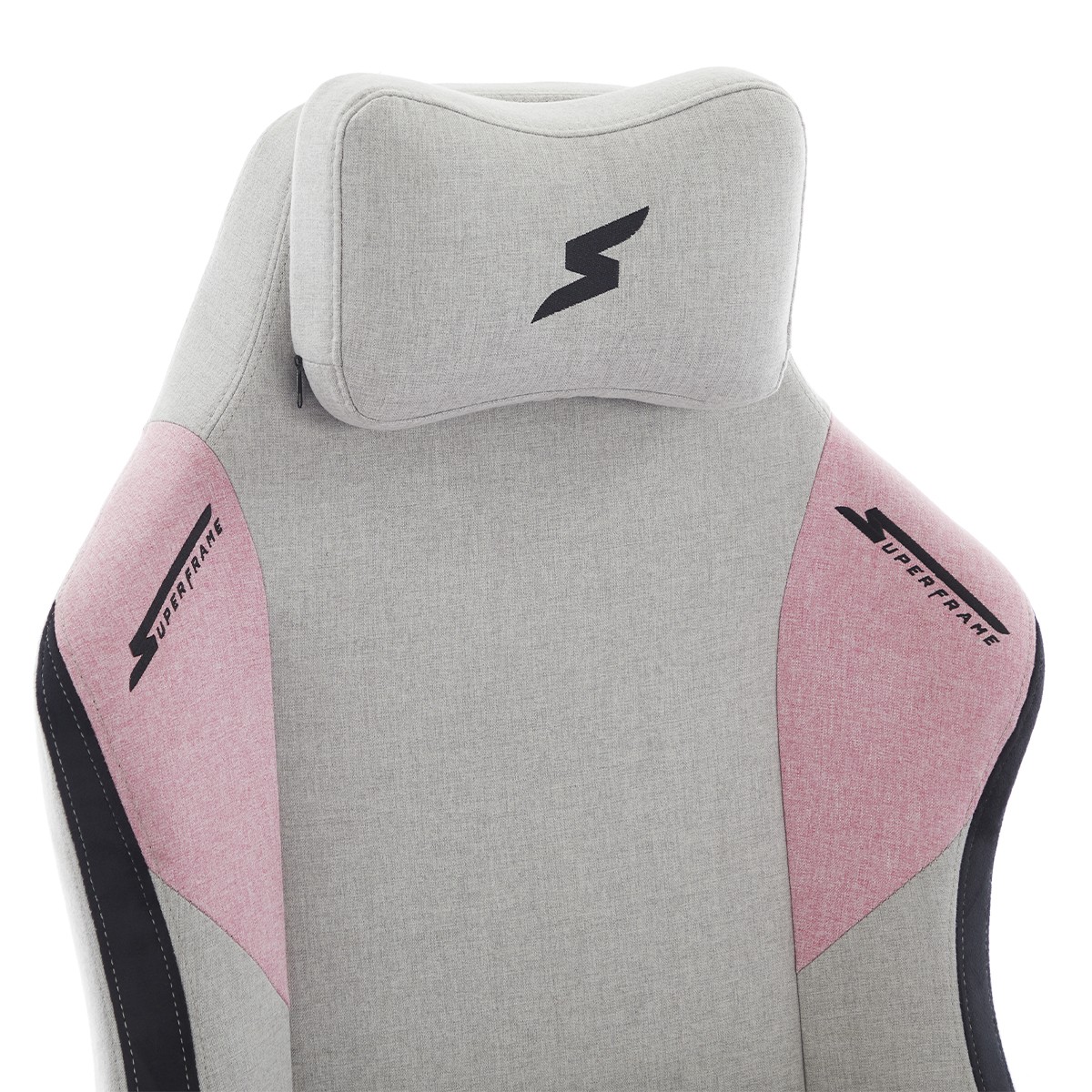 Cadeira Gamer SuperFrame Atlas, Reclinável, 3D, Tecido, Cinza e Rosa, SF-CH-ATR3DGPF