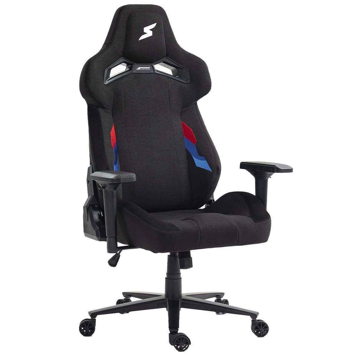 Cadeira Gamer SuperFrame Carbon, Reclinável, Tecido, 4D, Preto Com Detalhes Azul E Vermelho, CSF-CARBON