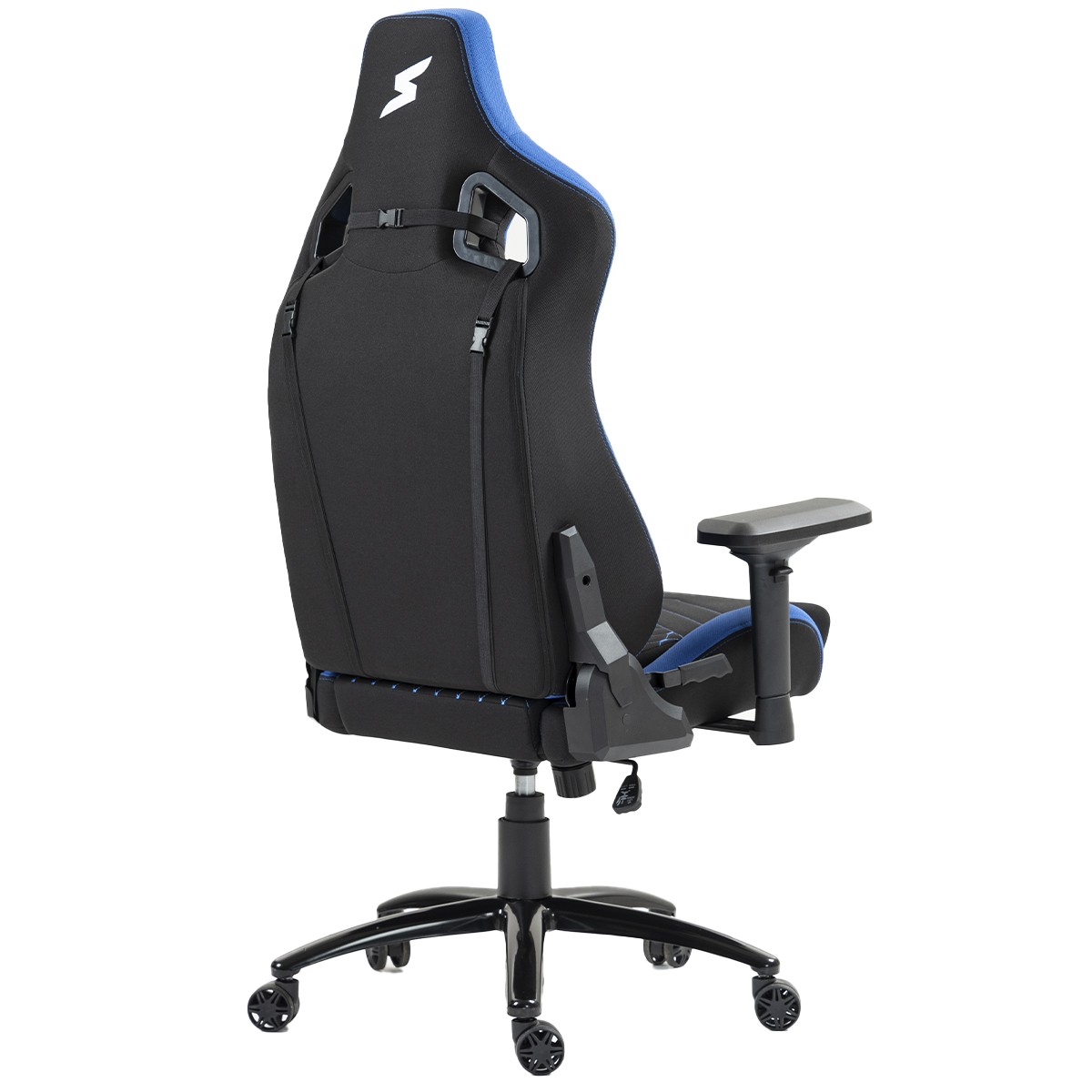 Cadeira Gamer SuperFrame Cleric, Reclinável, 4D, Tecido, Preta e Azul, SF-CH-CRR4DBBF