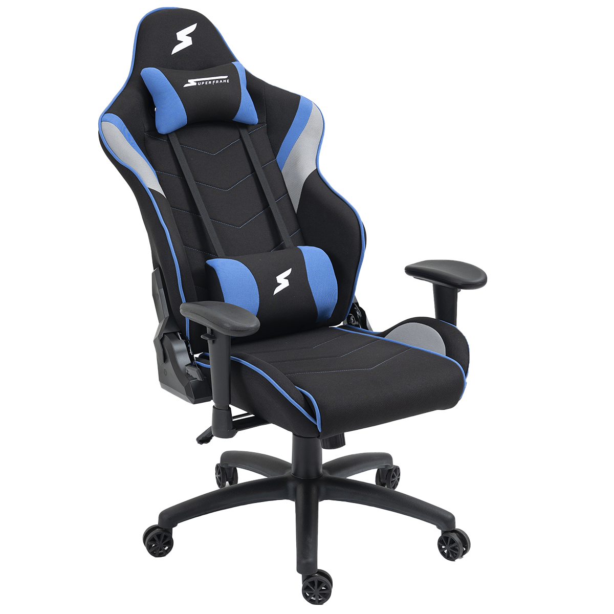 Cadeira Gamer SuperFrame Dragster, Reclinável, Tecido, Preto, Azul e Branco