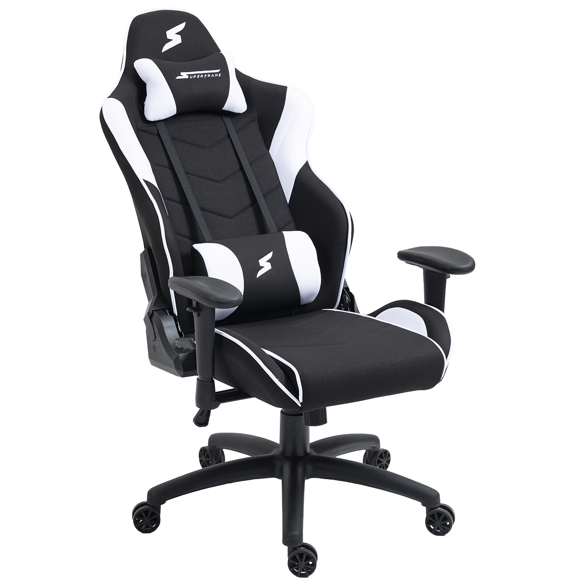 Cadeira Gamer SuperFrame Dragster, Reclinável, Tecido, Preto e Branco