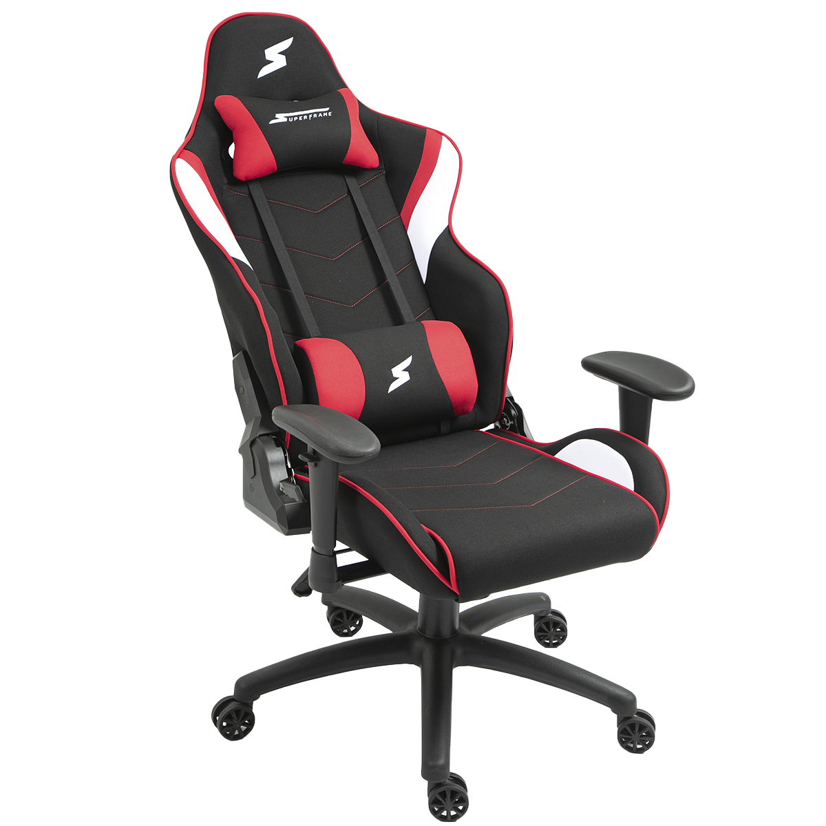 Cadeira Gamer SuperFrame Dragster, Reclinável, Tecido, Preto, Vermelho e Branco