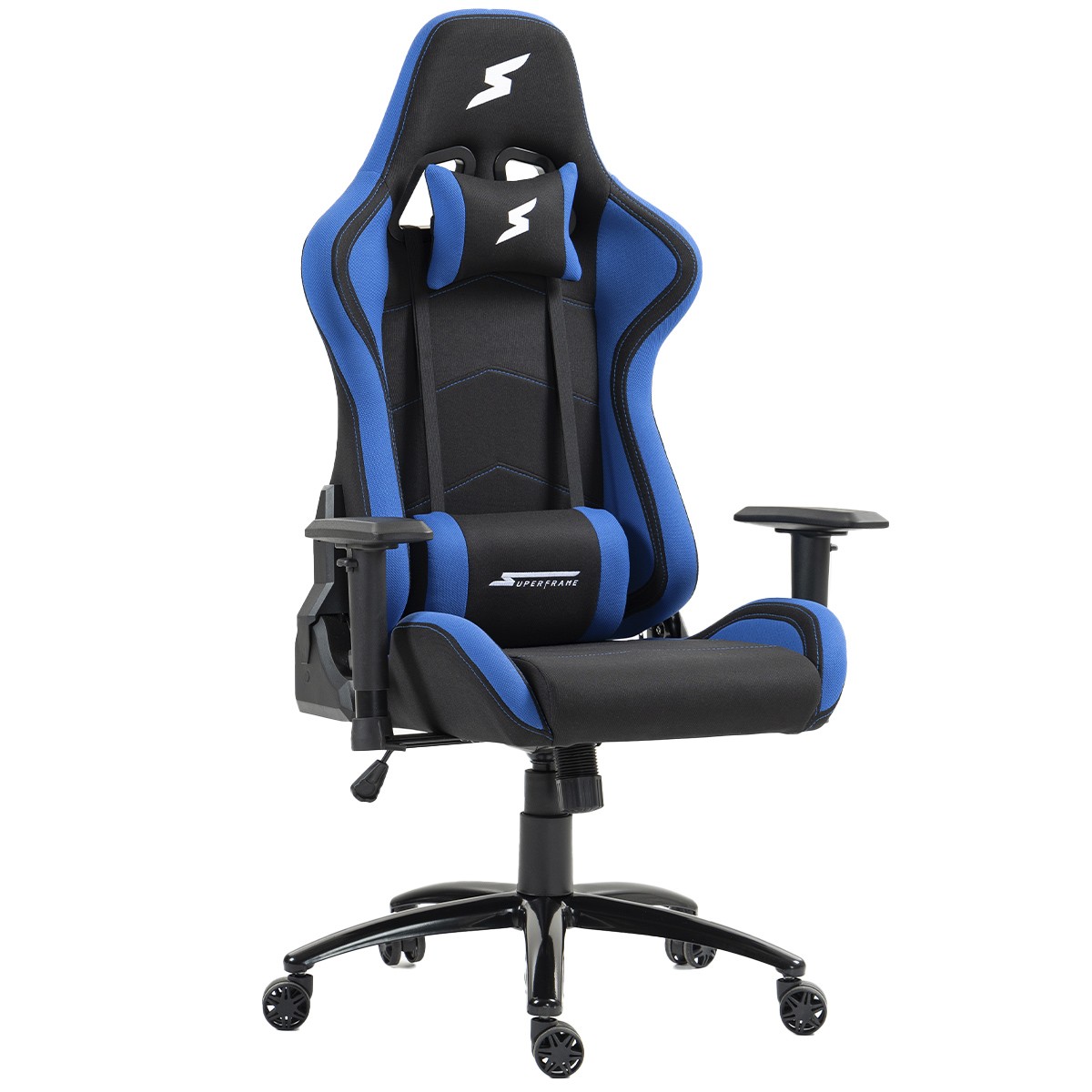 Cadeira Gamer SuperFrame Hunter, Reclinável, Tecido, Preto e Azul, GN-CH-HTR2DBBF 