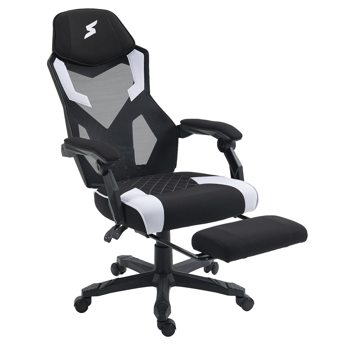 Cadeira Gamer SuperFrame Hybrid, Mesh, Altura Ajustável, Preta e Branca
