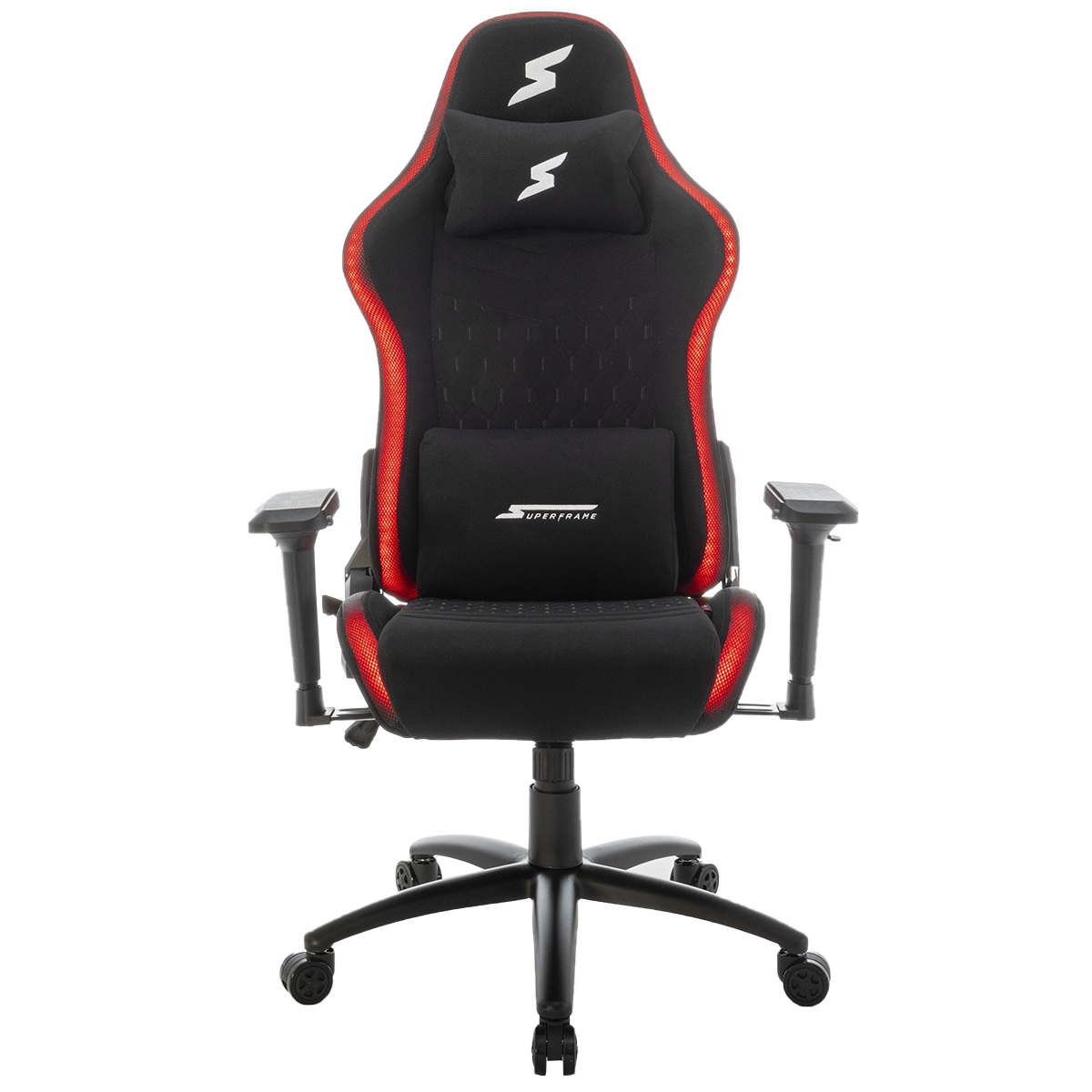 Cadeira Gamer SuperFrame Iris RGB, Reclinável, Tecido, 4D, Preta, SF-CH-IRR4DBB 