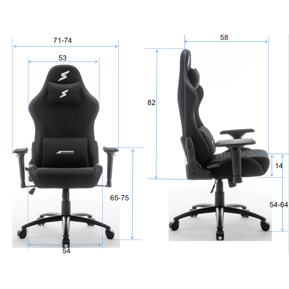 Cadeira Gamer SuperFrame Iris RGB, Reclinável, Tecido, 4D, Preta, SF-CH-IRR4DBB 