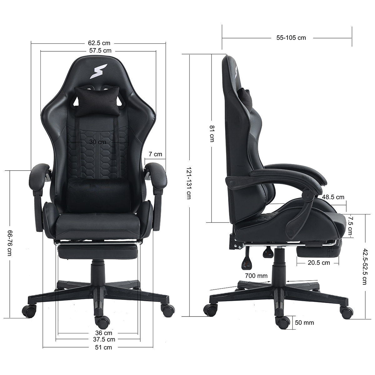 Cadeira Gamer SuperFrame Rocket, Reclinável, Preto, SF-CH-RCR0DBL