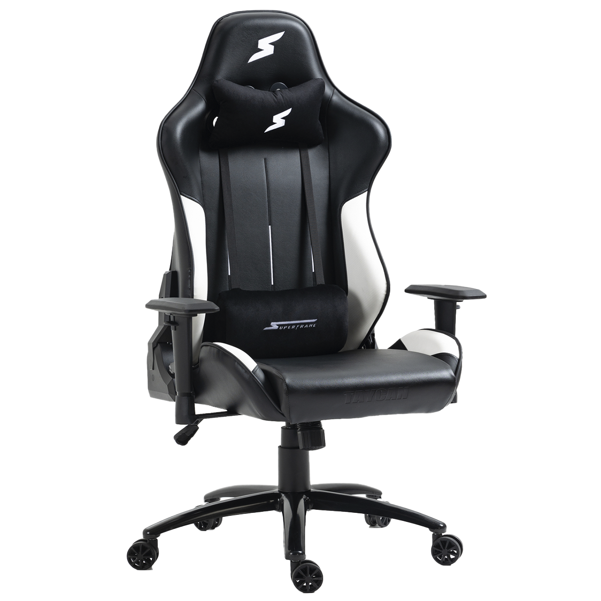 Cadeira Gamer SuperFrame Taycan, Reclinável, Preto e Branco