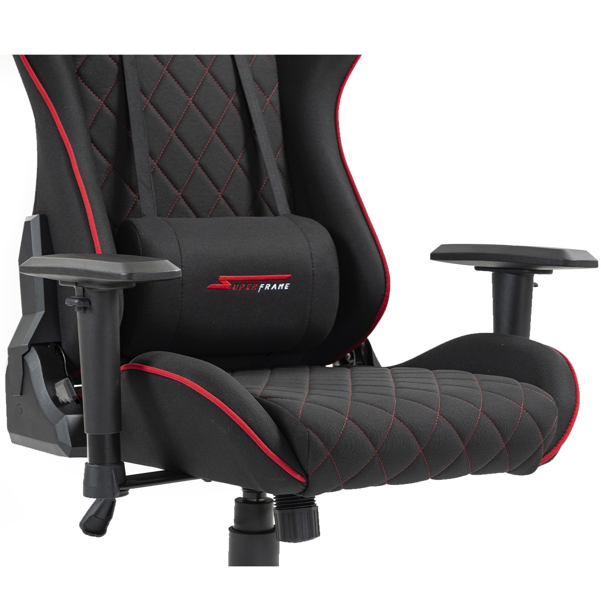 Cadeira Gamer SuperFrame Warrior, Reclinável, Tecido, Preto e Vermelho, SF-CH-WRR2DBRF