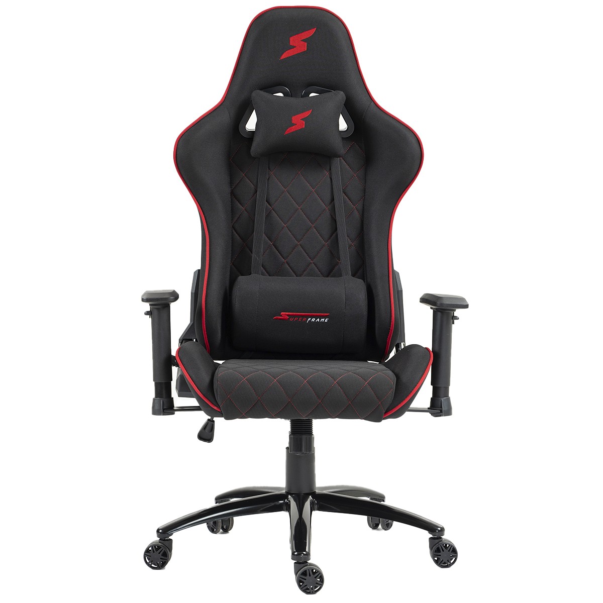 Cadeira Gamer SuperFrame Warrior, Reclinável, Tecido, Preto e Vermelho, SF-CH-WRR2DBRF