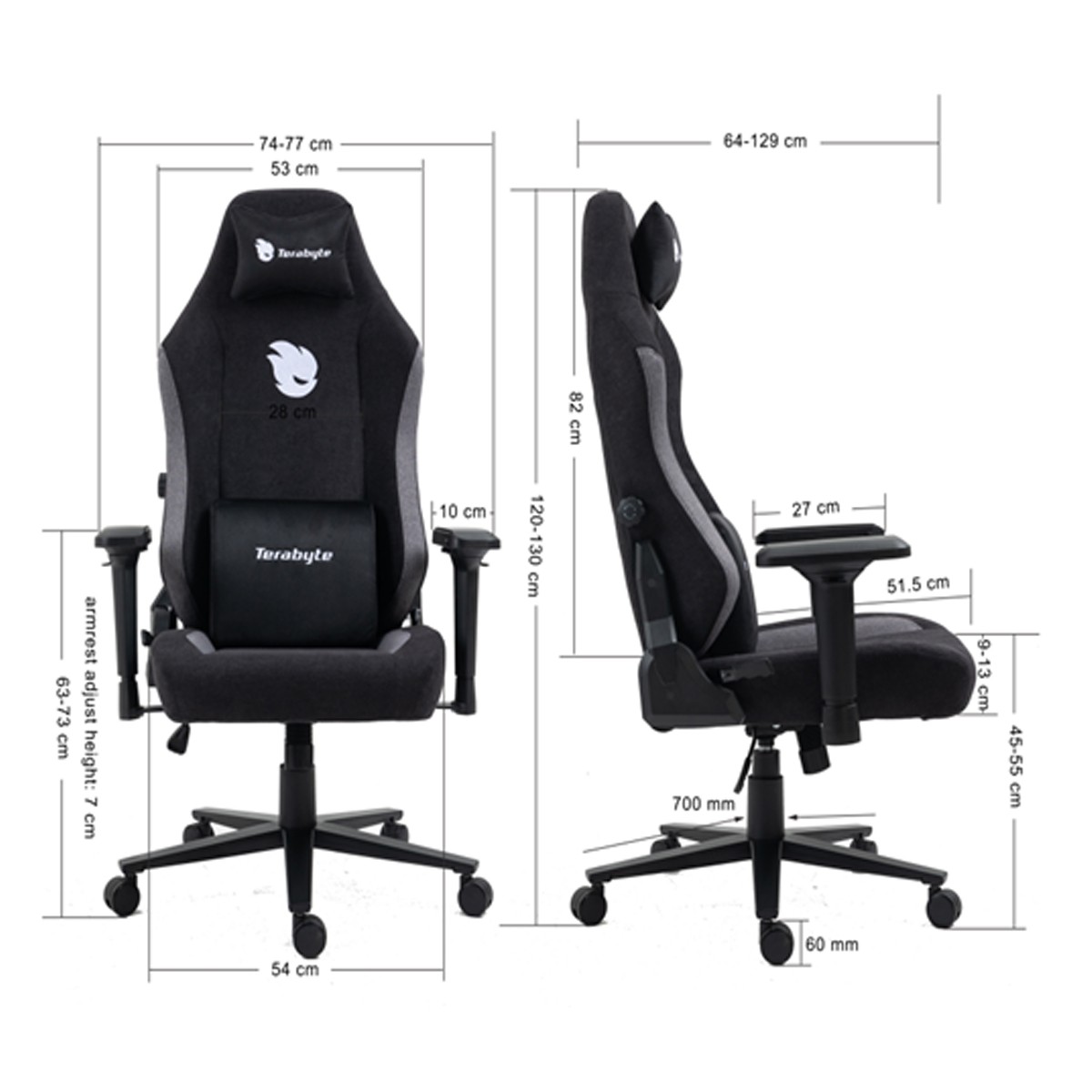 Cadeira Gamer Terabyte Style, Reclinável, 4D, Rosa