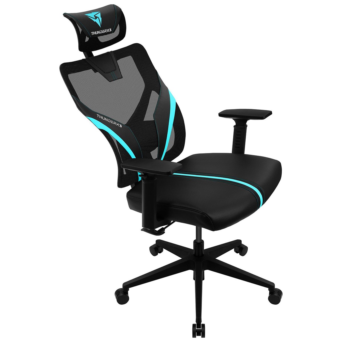 Cadeira Gamer ThunderX3 YAMA1 Ergonomica, Reclinável, Preta/Cyan