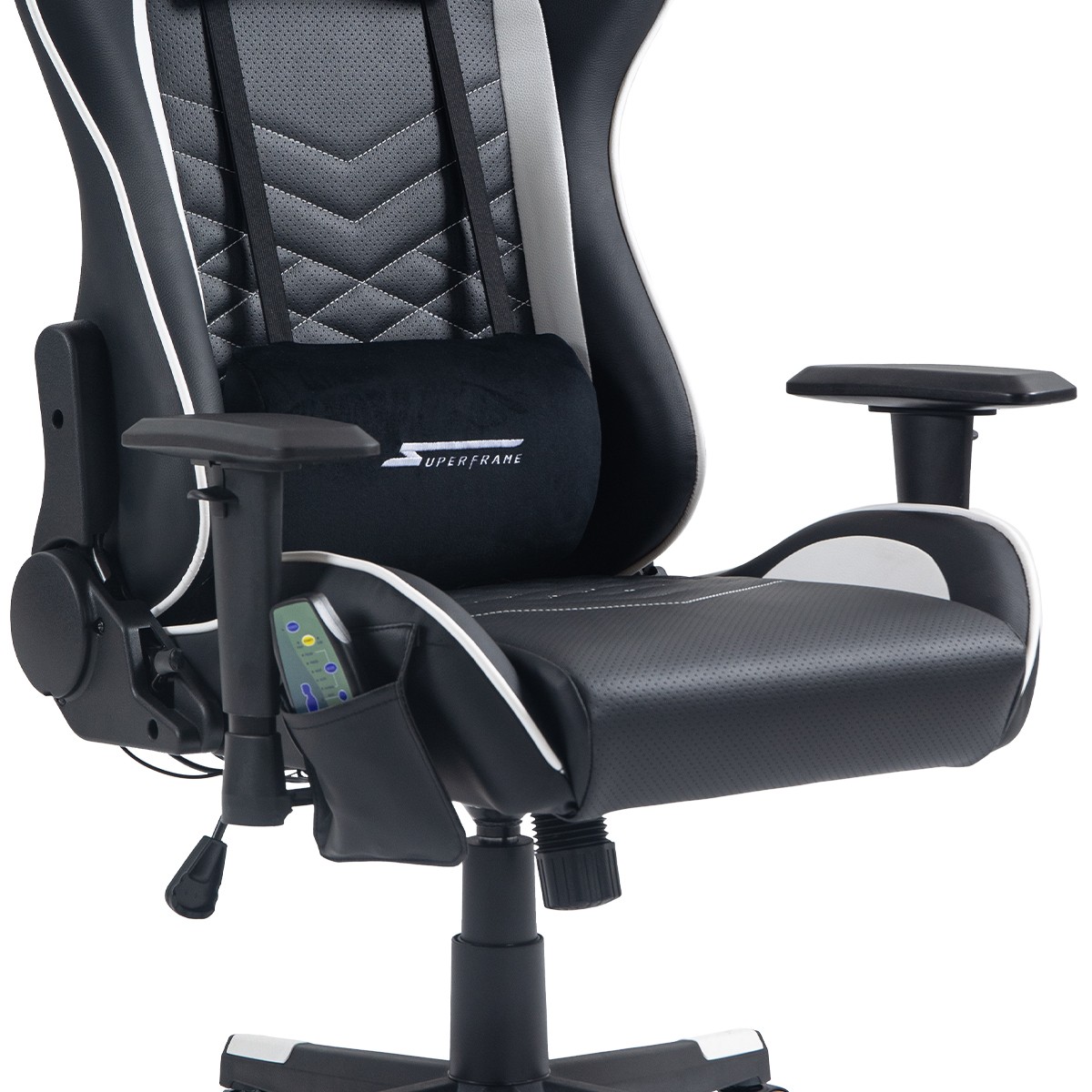 Cadeira SuperFrame Wave, Massageadora, Reclinável, 2D, Com Controle, Preta e Branca, SF-CH-WVR2DBWL