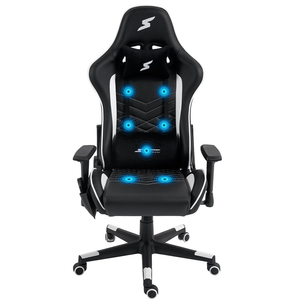 Cadeira SuperFrame Wave, Massageadora, Reclinável, 2D, Com Controle, Preta e Branca, SF-CH-WVR2DBWL