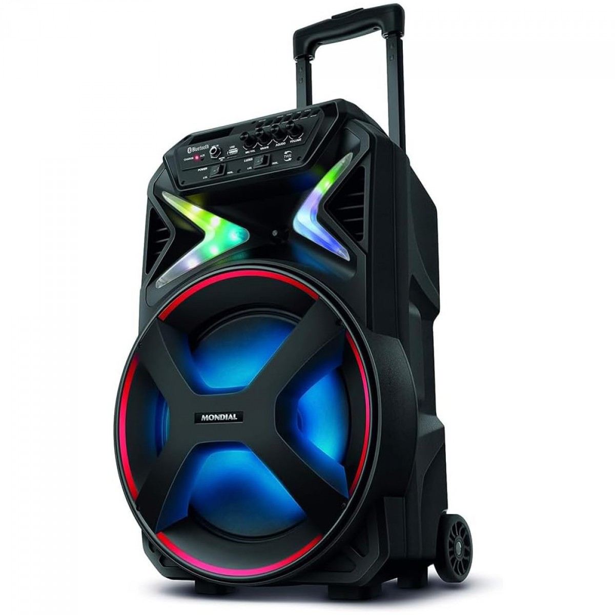 Caixa de Som Amplificada Mondial Connect Lights, Bluetooth, 400W, Múltiplas Conexões, Preto, CM-400