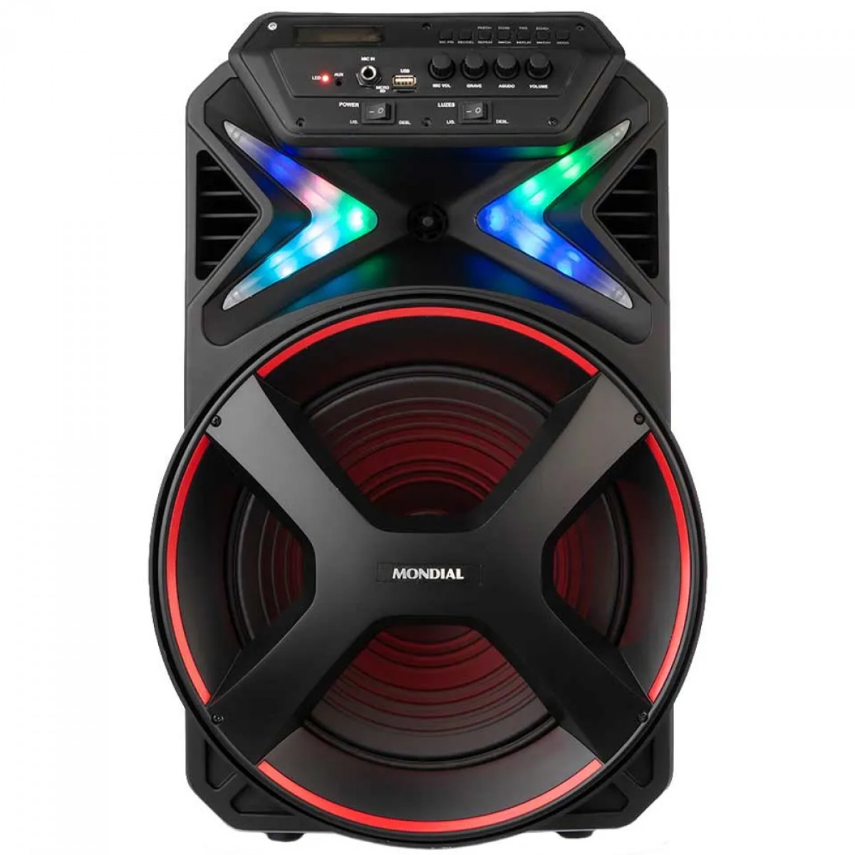 Caixa de Som Amplificada Mondial Connect Lights, Bluetooth, 400W, Múltiplas Conexões, Preto, CM-400