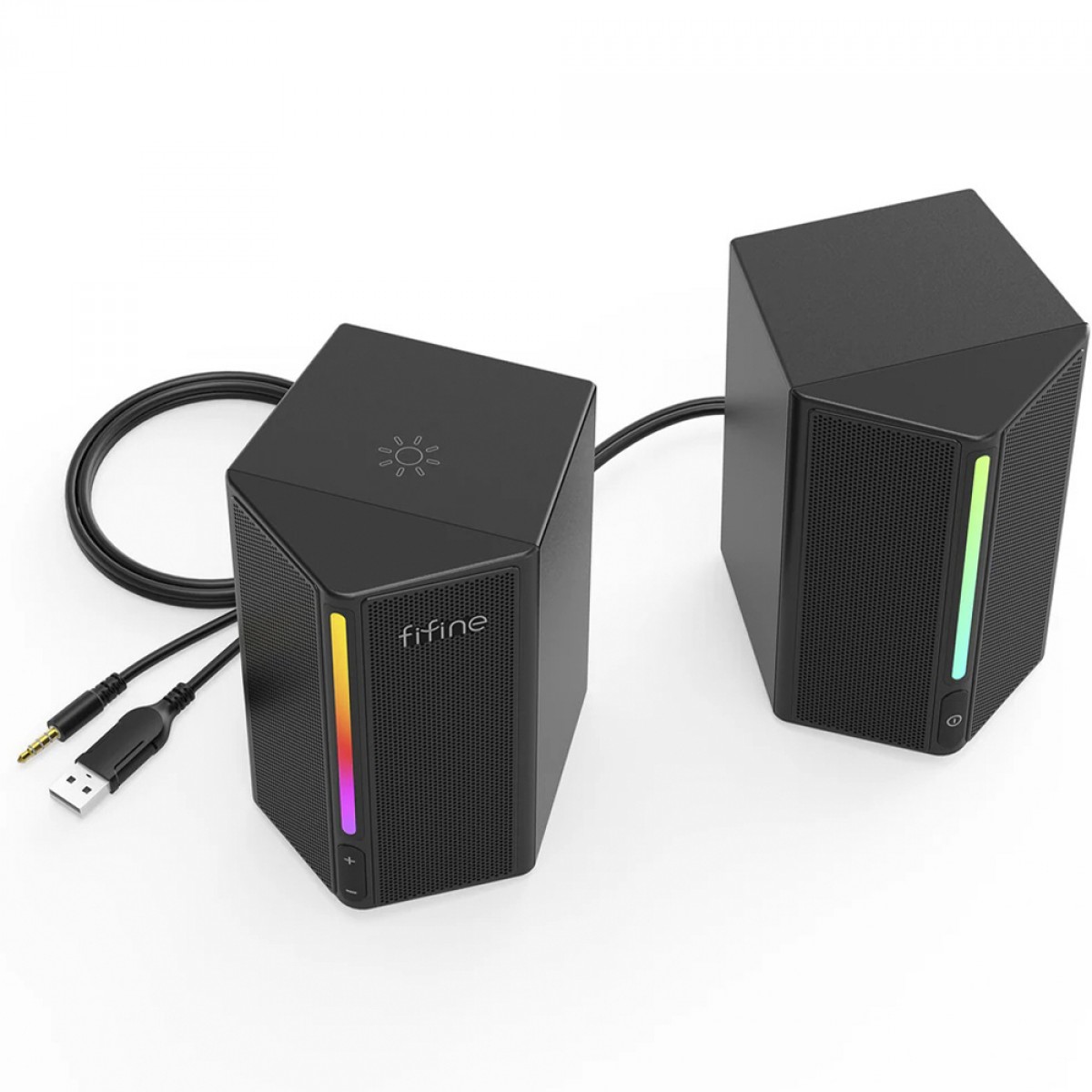 Caixa De Som Gamer Fifine A20, Estéreo, RGB, USB/3,5, Preto