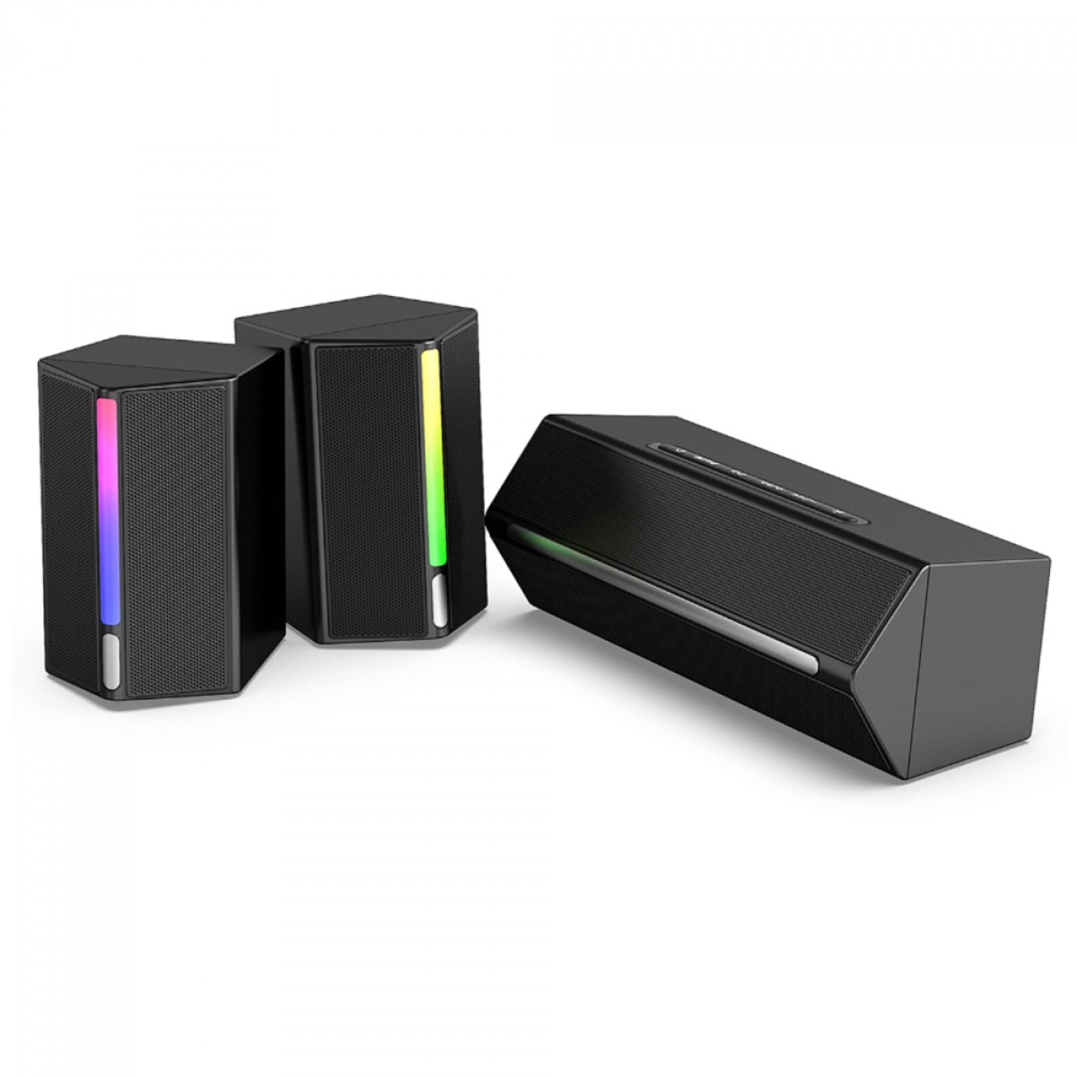 Caixa De Som Gamer Fifine Ampligame A22, Estéreo 2.1, RGB, Bluetooth, USB, 3.5, Preto