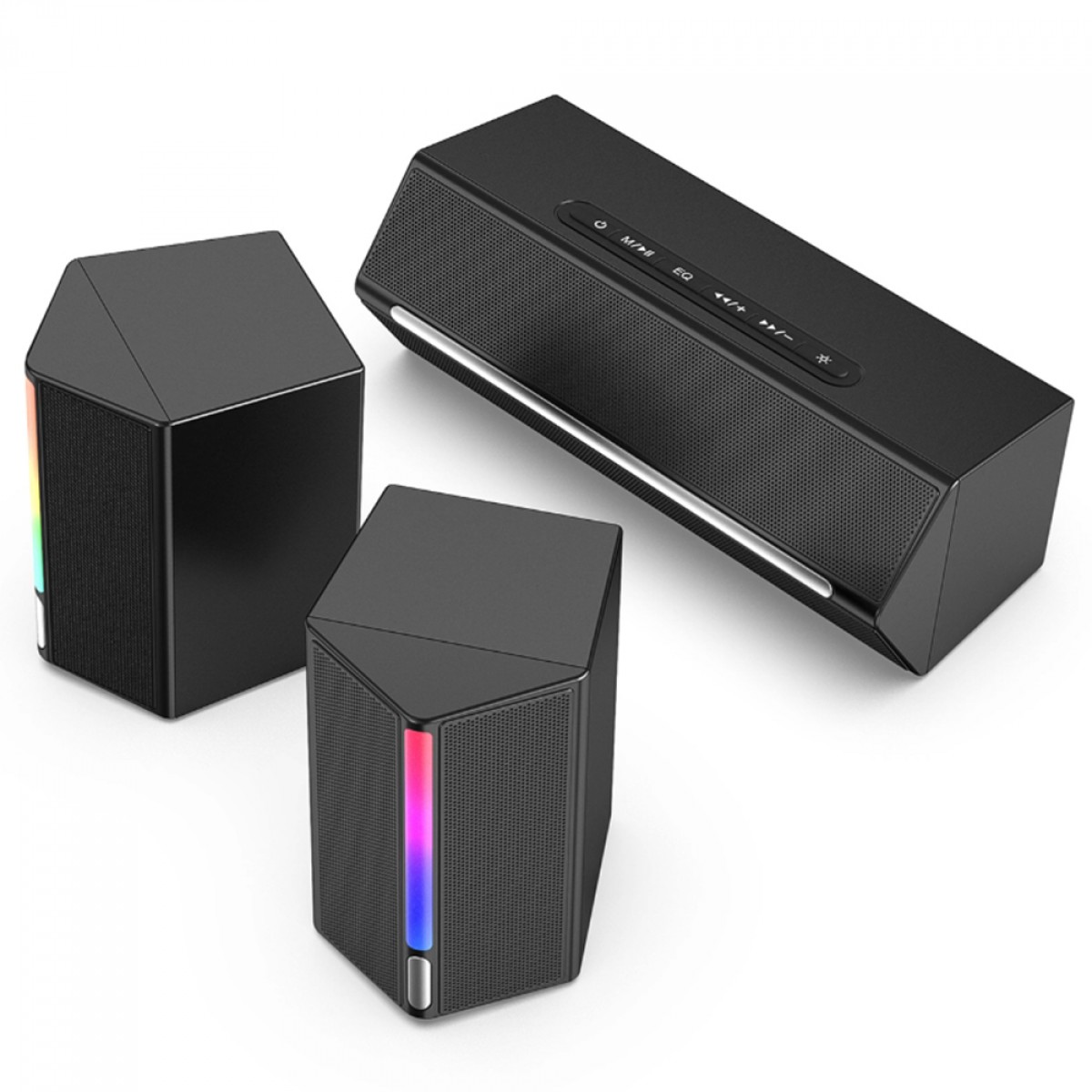 Caixa De Som Gamer Fifine Ampligame A22, Estéreo 2.1, RGB, Bluetooth, USB, 3.5, Preto