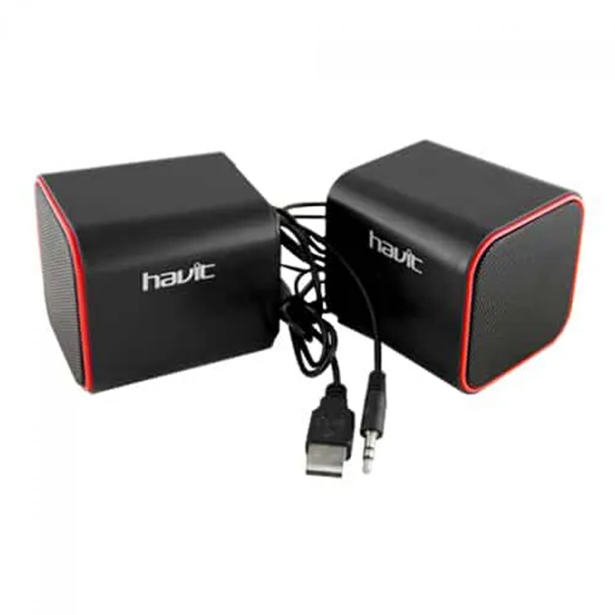 Caixa de Som Havit SK473, Stereo 2.0, P2, 3.5mm, Preto e Vermelho