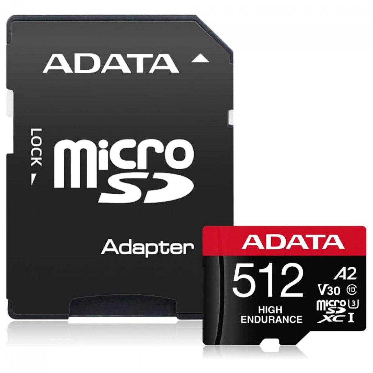 Cartão De Memória Adata High Endurance MicroSDXC/SDHC UHS-I, 512GB, Classe 10, Com Adaptador, AUSDX512GUI3V30SHA2-RA1